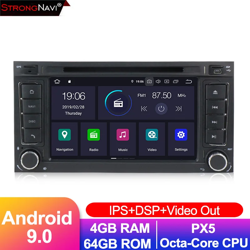 7 дюймов 4 + 64 г DSP ips Android 9 Автомобильный DVD стерео плеер для Volkswagen VW Touareg T5 мультиван