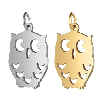 

5pcs/lot DIY Stainless Steel Fashion charm Hollow Owl Pendant Mirror Polished Connector Charm Findings Jewelry Accessories for