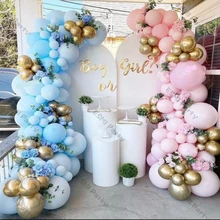 168pcs Macaron Blue Pink Latex Balloons Garland Arch Boy Or Girl Gender Reveal Party Decoration Chrome Gold White Ballon Decor