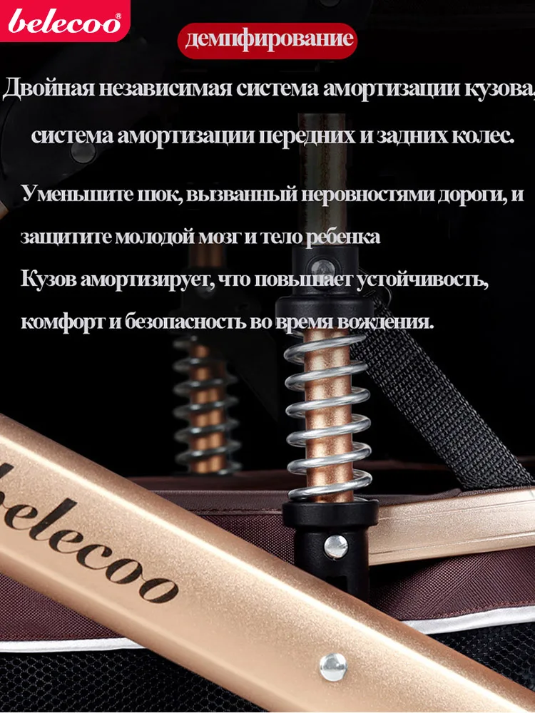 Belecoo Baby Stroller 2 in 1 Lying Dampening Folding Light Weight Two-sided Child Four Seasons Russia pin
