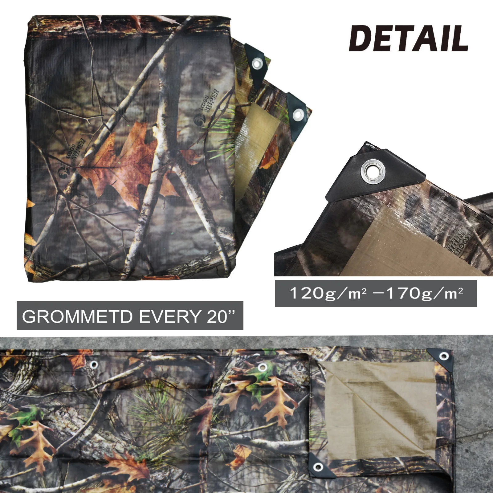 Heavy Duty Waterproof Tarp 6' X 8' Camo Multi Purpose Poly Shade Cover 8 10mil Tourist Sun Sail Awning Shelter Outdoor Tarpaulin