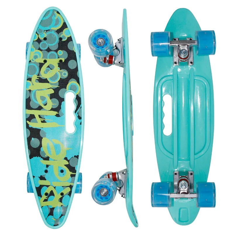 

Mini Fish Board Penny Board 61cm Pu Rubber Fishboard Aluminium Four Wheels Bearing Street Rocket Board Longboard Skateboard