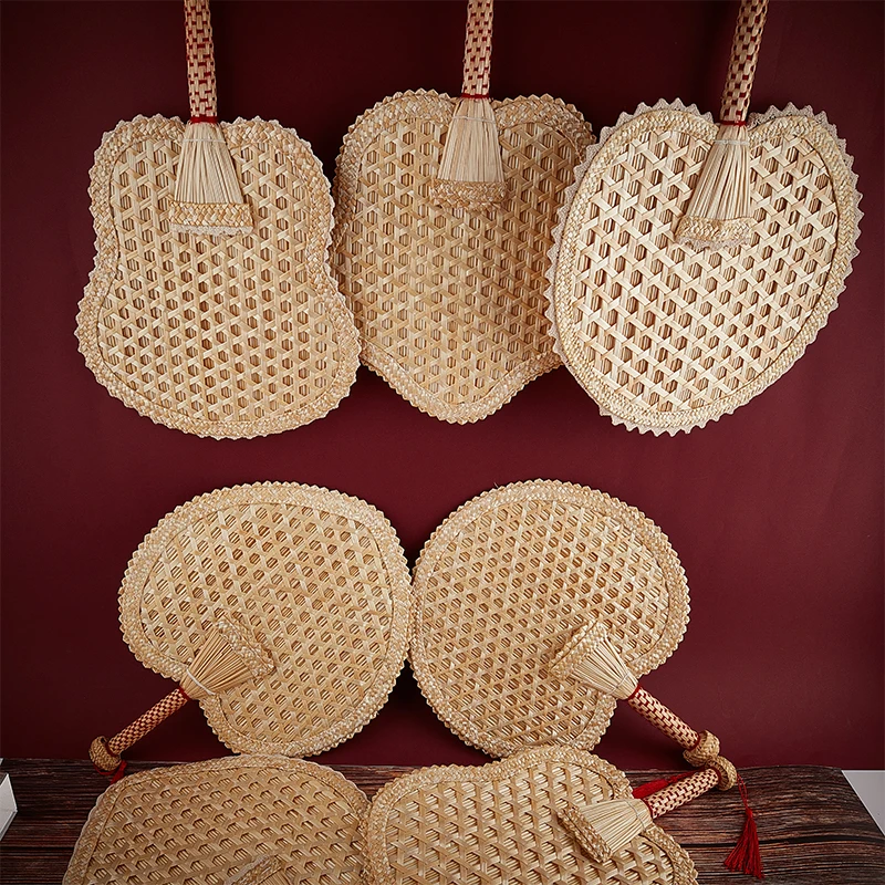 Hand Fan Natural Environmentally Old Summer Hand-Woven Straw Hand Fan Decorative