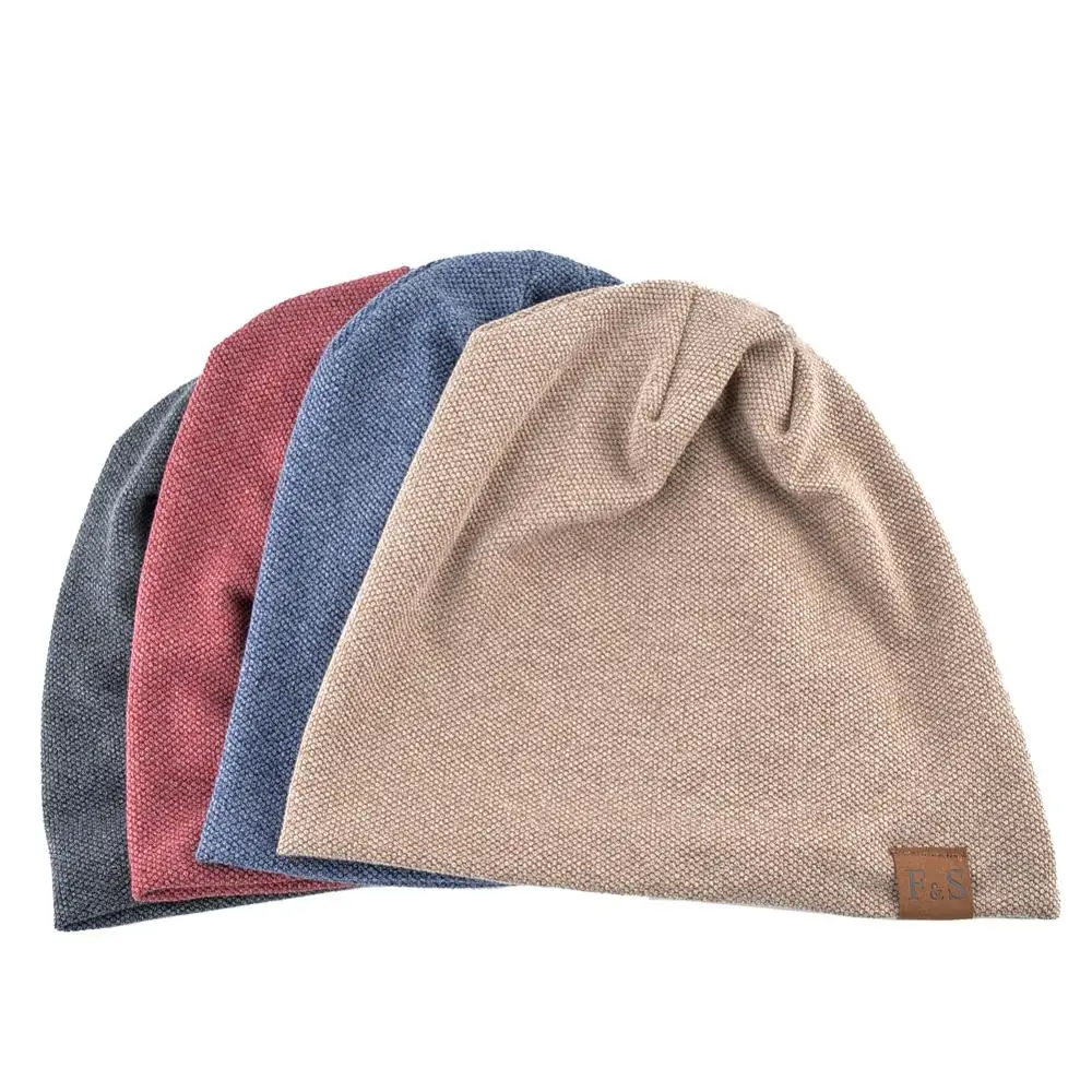 Knitted wool hats For men winter beanies double layer Turban hat Casual Unisex Hip Hop caps