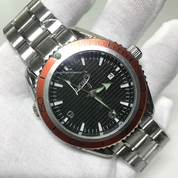 

high quality Men black dial Automatic Mechanical Watch red bezel A quality sea stainless steel master luminous