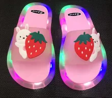 

Footwear Luminous Jelly Summer Children's LED Slipper Girls Slippers PVC Non-slip Duck Beach Sandals Kids Smiling Face Blue