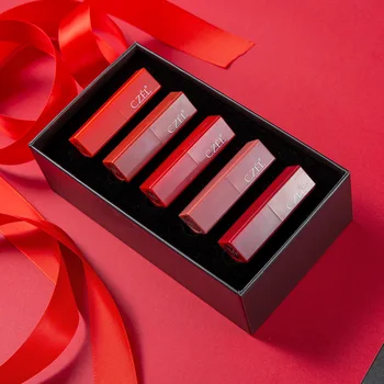 

czel/ku Attitude Lipstick Gift Box Mini5 Sticks Mist Sense Moisturizing Discoloration Resistant Matte Long-lasting Lipstick