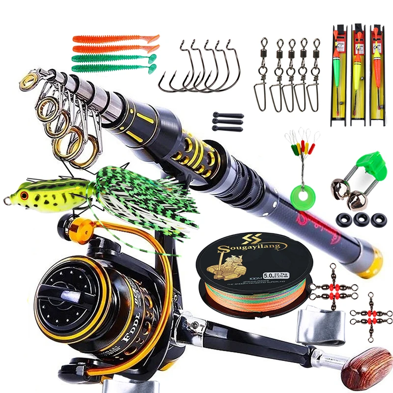 Sougayilang Portable 2 Section Fishing Rod with 13+1BB 2000 Spinning Reel  Combo -1.2M Lure Rod and Fishing Reel Kit for Freshwater Saltwater Fishing