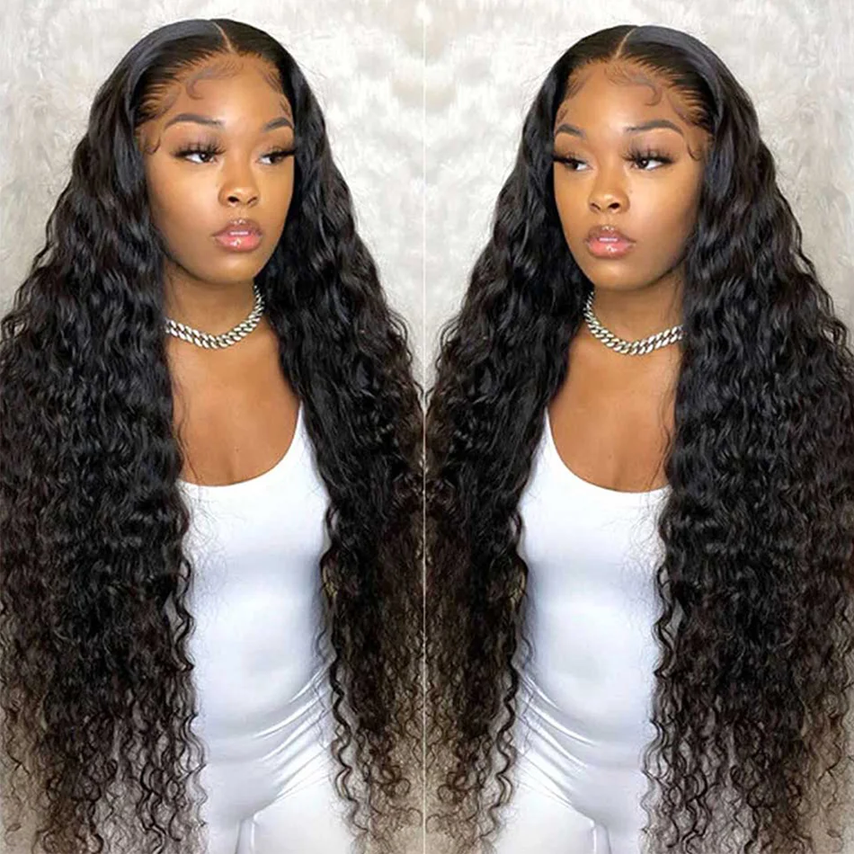 Best Seller Frontal Wigs Human-Hair-Wigs T-Part Transparent-Lace Curly Deep-Wave Brazilian Wavy 30inch 9YaLQkrpEek