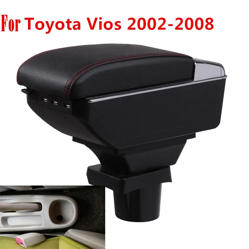 Подлокотник для Toyota Vios 2002/04/05/06/07/08 7USB + двухслойный светодиодный светодиодная