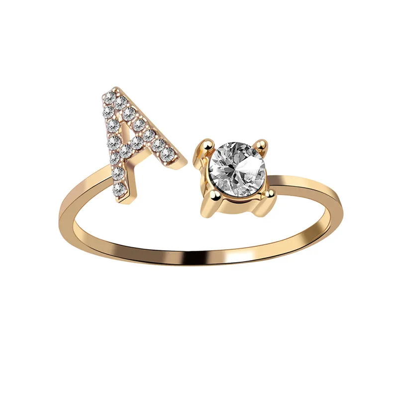 PickyanDco, серебро/золото, 26 букв, кольцо с именем, циркониевое кольцо, Открытое кольцо, обручальное кольцо, корона, любовь, кольцо подружки невесты, подарок, парное кольцо