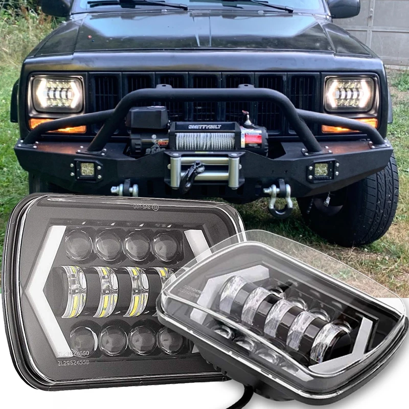 65 Вт 7x6 'ɵX7 светодиодные фары Halo DRL для 86-95 Jeep Wrangler YJ Cherokee XJ ангельские глазки H4