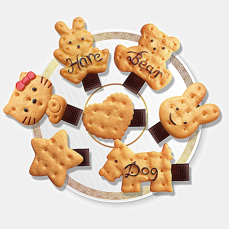 

Harajuku Hair Clip Soft Biscuit Hair Clips Japanese Cute New Hair Rope Bear Side Hair Rings Duckbill Clip Baby Hair Accessories