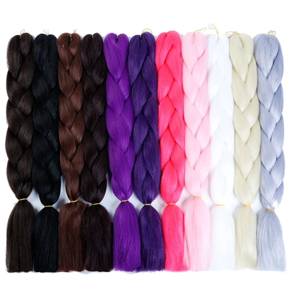 2" Ombre Jumbo косички вязанные крючком косички Прически для наращивания волос фиолетовый розовый черный синтетические волосы косички для женщин Косплей Вечерние