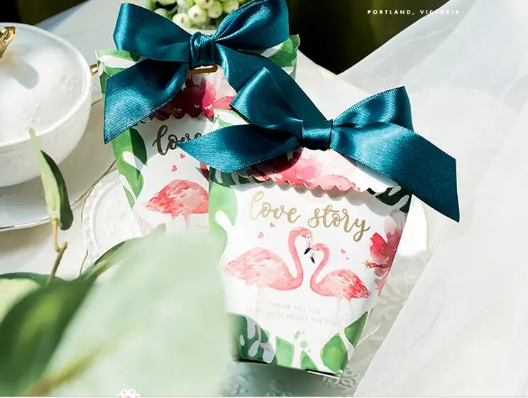 20 шт. милые день цветы прекрасная история Фламинго Свадебные Сувениры ...