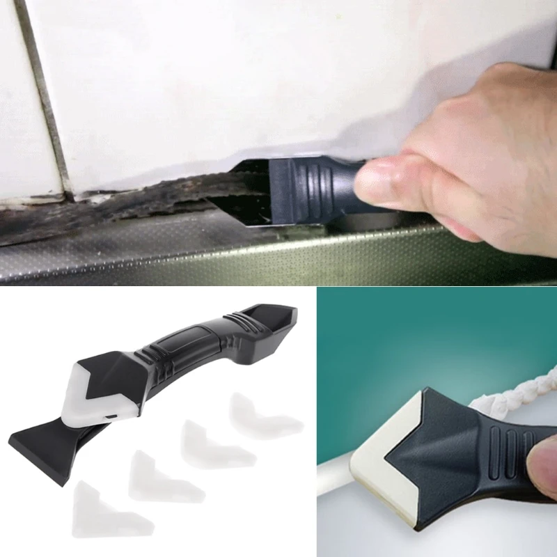 

DIY 3 In 1 Sealant Angle Scraper Silicone Trowel Grout Caulk Corner Remover Tool