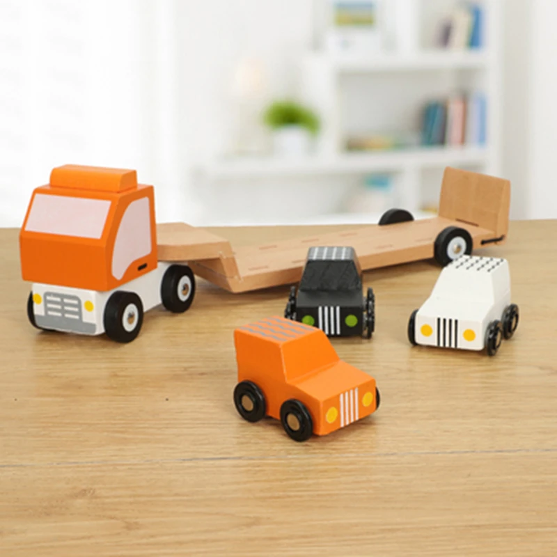 Детский транспорт инженерный автомобиль большой грузовик Когнитивное животное автомобиль деревянный автомобиль модель игрушка "такси" автомобиль - Цвет: Sports car truck