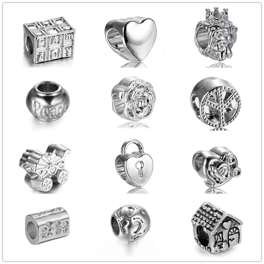 hot selling heart Baby carriage flower lion Mickey animal beads Fit Original Bead Bracelet For Women Charm DIY Jewelry | Украшения и