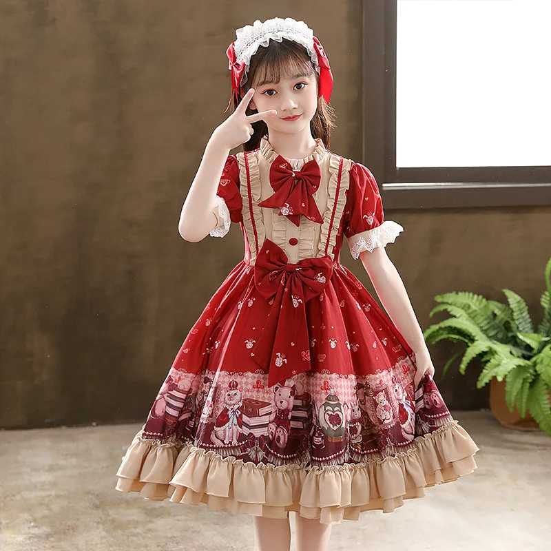 

Милая Яркая Летняя Новая вечерняя одежда принцессы с бантом и пышными рукавами для подростков детская кружевная одежда с изображением героев мультфильмов