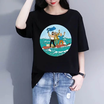 

Adventures Tintin The Red Sea Sharks T Shirt Hip Hop Women T-Shirt Print Fashion Men Tshirt Top Tees Tumblr Streetwear