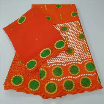 

White African Cotton Lace Fabric High Quality Stones Swiss Voile Lace Cotton Lace Nigerian Dry Lace Fabric For Wedding 5+2yards