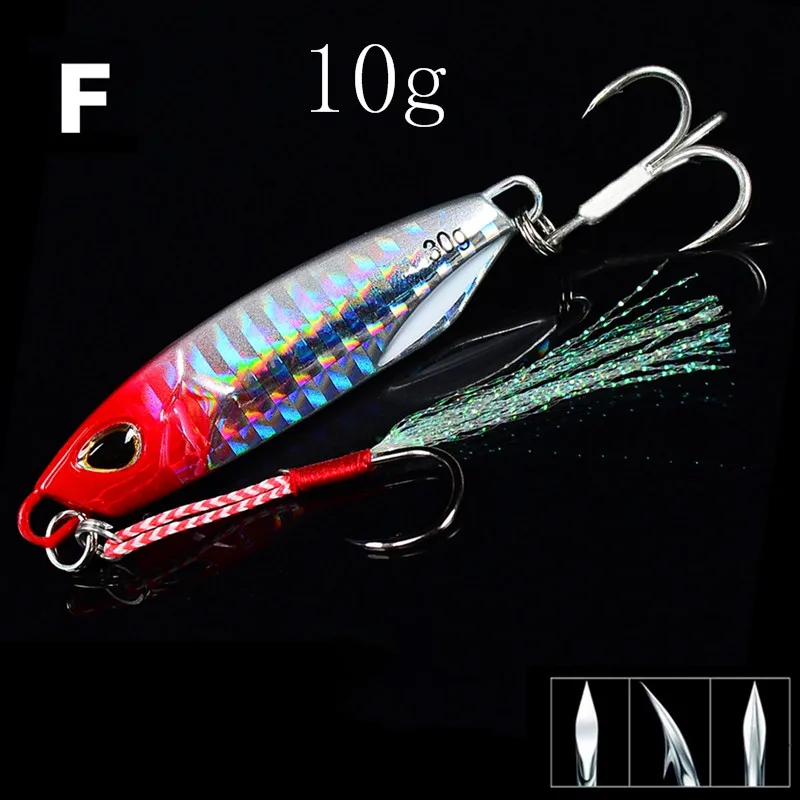 10/15/20/30/40/50 g Artificial Bait Reusable Metal Sinking Casting Lure Jigging Spoon Fishing Accessories With Hooks - Цвет: F-10g