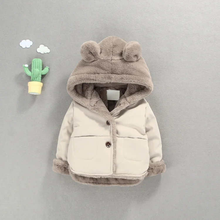 

Autumn Winter Baby Fleece Jacket Cartoon Hooded Plus Velvet Infant Boys Coat Newborn Baby Girls Outerwear Toddler Parka