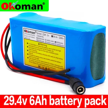 

100% High capacity 24V 6Ah 18650 Battery li-ion battery pack 29.4v 6000mah Electric bicycle moped /Li-ion battery pack with BMS