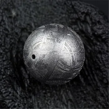 

14mm Genuine Natural Gibeon Iron Meteorite Moldavite Loose Round Shape Silver One Bead Accessory For DIY Bracelet Necklace AAAAA