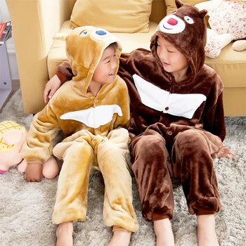 

Autumn Winter Child Cartoon Anime Cosplay Costume Girl Boy Flannel One-piece Thickening Lovely Animal Jumpsuit Sleepwear