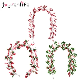 

Christmas Berry Cones Branch Artificial Vine Leaf Christmas Decoration for Home Xmas Christmas Wedding Decor New Year 2021 Noel