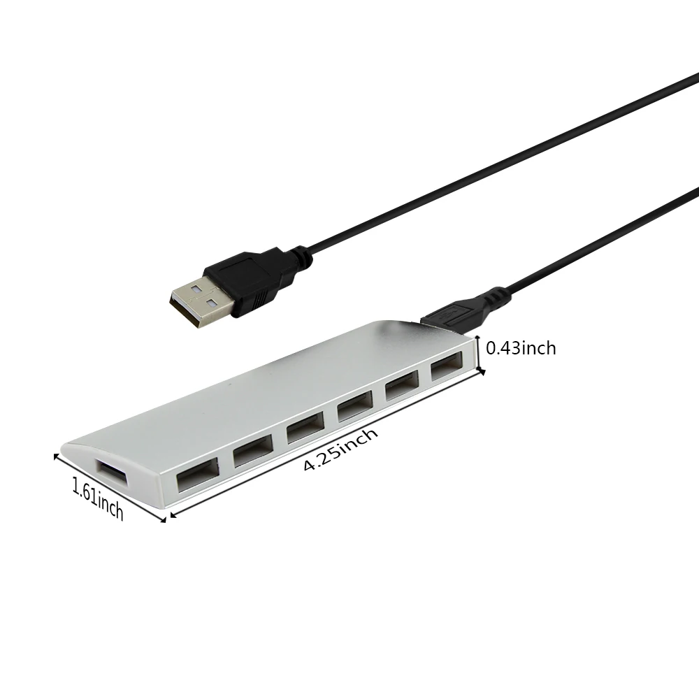 CHYI 7 мульти порты USB 2,0 концентратор микро алюминиевый литой адаптер сплиттер с мини usb-порт коннектор Hab PC Аксессуары для MacBook