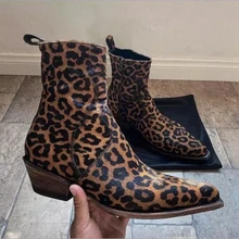 

Fashion Man Shoes High Ankle Leopard Print Casual Comfortable Boots أحذية الرجال мужские сапоги Bottes Pour Hommes AQ493