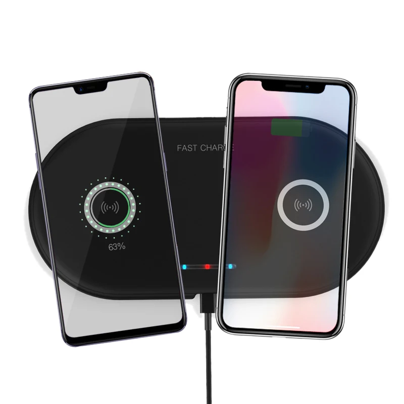 Двойное Беспроводное зарядное устройство 10 Вт для iPhone X XS Max Xr Qi двойная быстрая