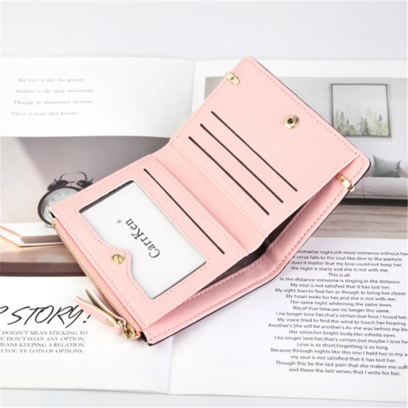 New Women Wallet Small Cute Wallet Women Short Leather Women Wallets Zipper Purses Female Purse Clutch Coin Purse Lady Bags