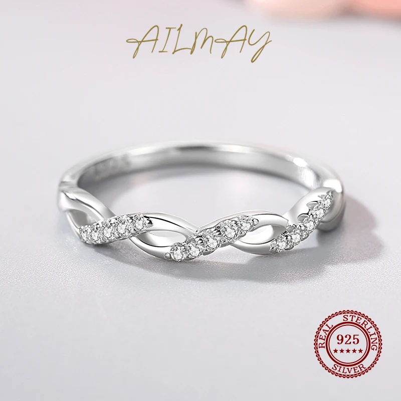925 Sterling Silver Con Ondas Cubic Zirconia CZ Fashion Jewelry Women Girls Anti-allergy Fine Jewelry Gifts