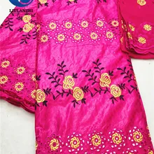 LIULANZHI базин африканец ткани Новая Вышивка Цветы Хлопок riche getzner с камнями Нигерия Базен кружева ML19B126