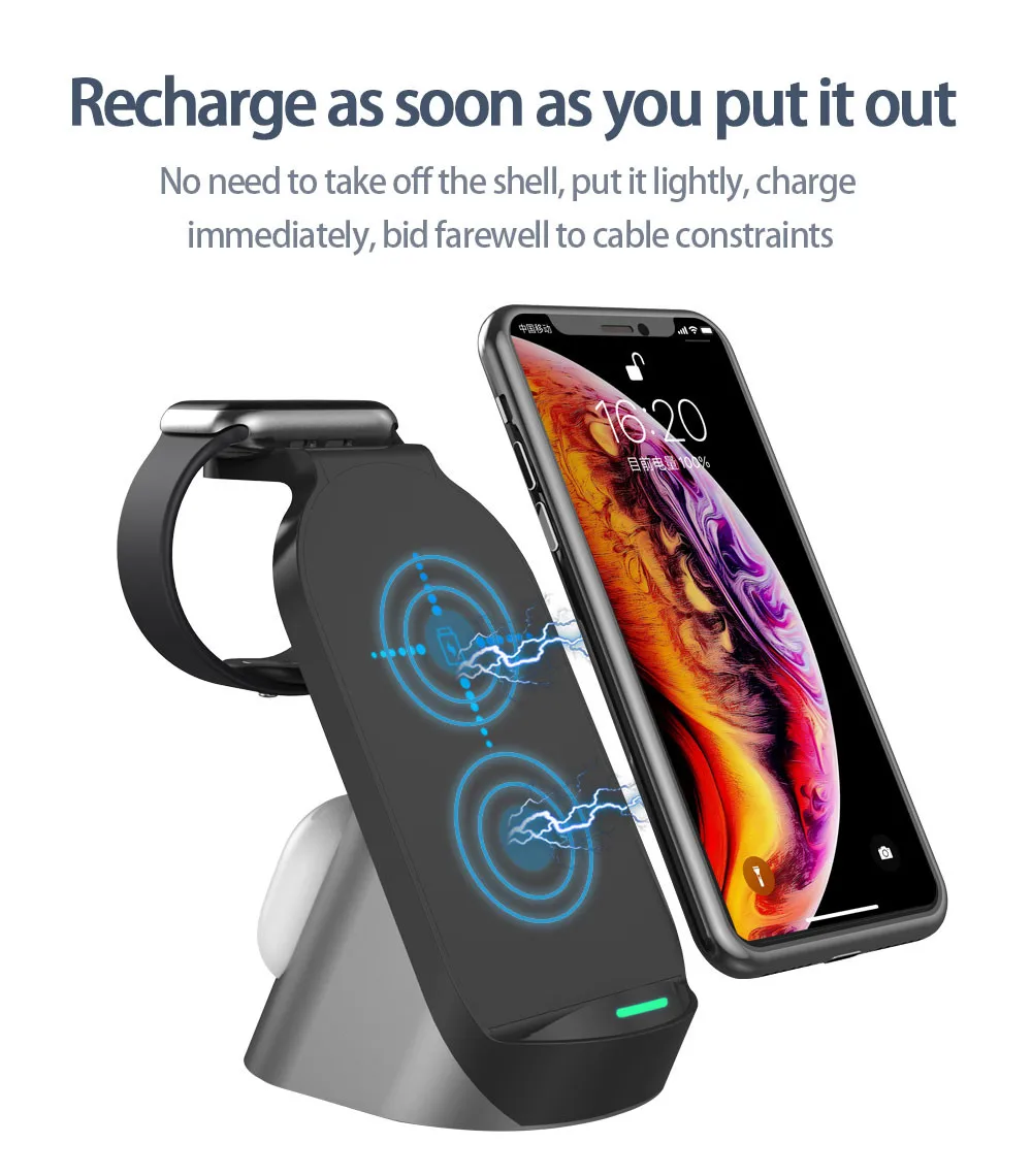 Магнитное Беспроводное зарядное устройство 3 в 1 для iPhone 12 11 X/XR/XS 15 Вт портативная