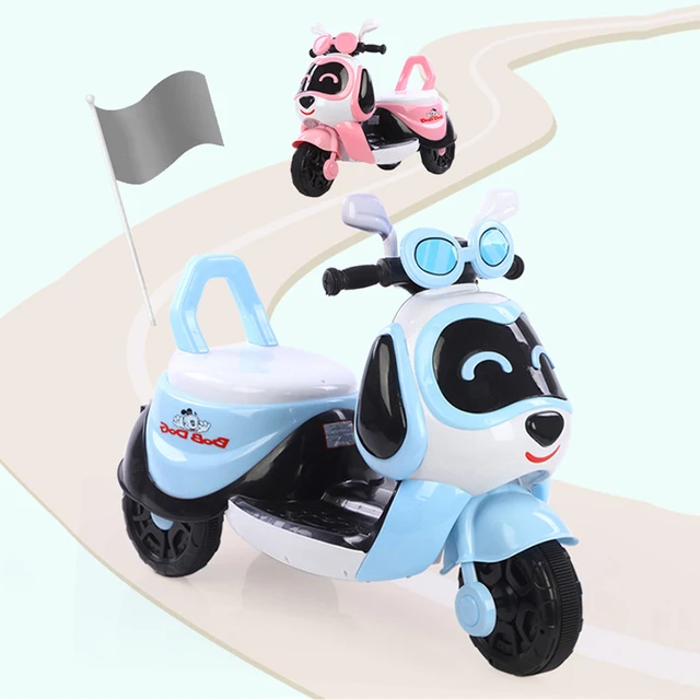 Children's Electric Motorcycle New Children's Riding Toy Can Be Slippery Cartoon Puppy Pedal Tricycle Can Carry People 3