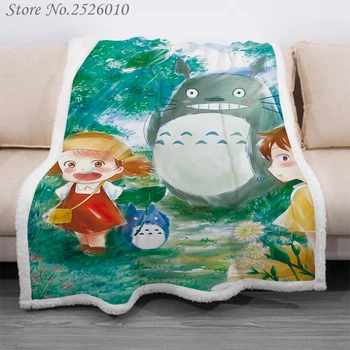

Throw blanket Anime Totoro 3D Velvet Plush Blanket Bedspread For Kids Girls Sherpa Blanket Couch Quilt Cover Travel 03