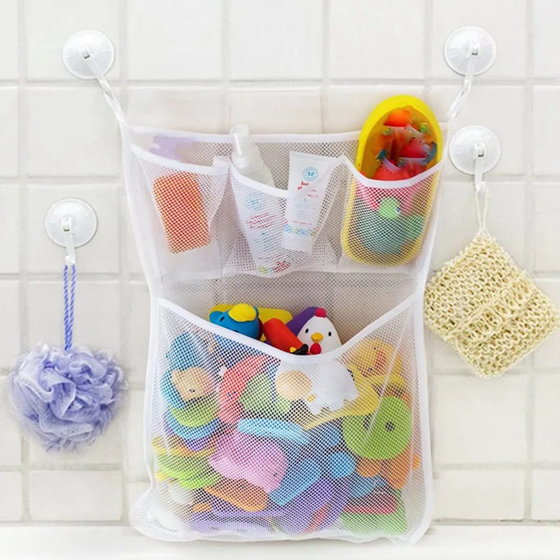 Bolsa de almacenamiento para baño de bebé, malla de red 100%, succión de bañera, juguetes portátiles de moda, organizador, soporte, 1 Uds.
