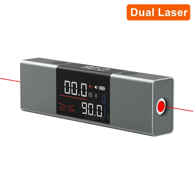 Portable Laser Angle Protractor Digital Inclinometer Angle Measure 2 in 1 Laser Level Ruler Type-C Charging Laser Measurement 