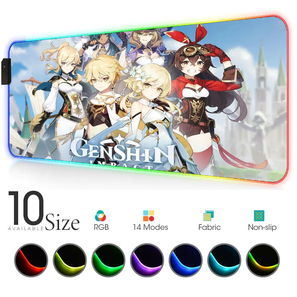 

Genshin Impact Kawaii Gaming Rgb Rug Led Pad Gel Mouse Pad Desk with Backlight Mouse Mat Mouse Pad Gaming Mouse Deskmat Office