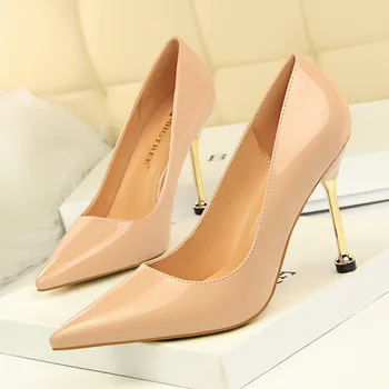 

Luxury Shoes Women Designers 10cm High Heels Women Shoes Pumps Patent Leather Shallow Pointed Womens Wedding Shoes Bridal Shoes