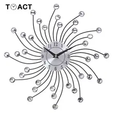 33 см винтажные металлические хрустальные солнечные часы Роскошные Алмазные большие настенные часы Морден дизайн тихие часы для домашнего декора