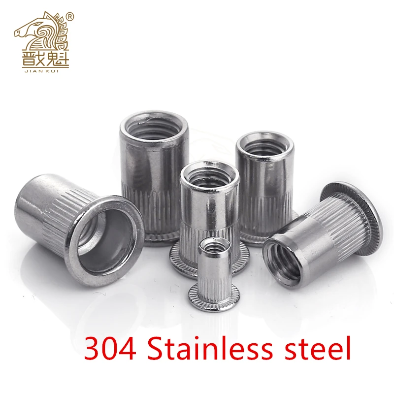 2-30pcs flat head rivet nut stainless steel m3 m4 m5 m6 m8 m10 m12 rivnut zinc plated cap rivet threaded nut