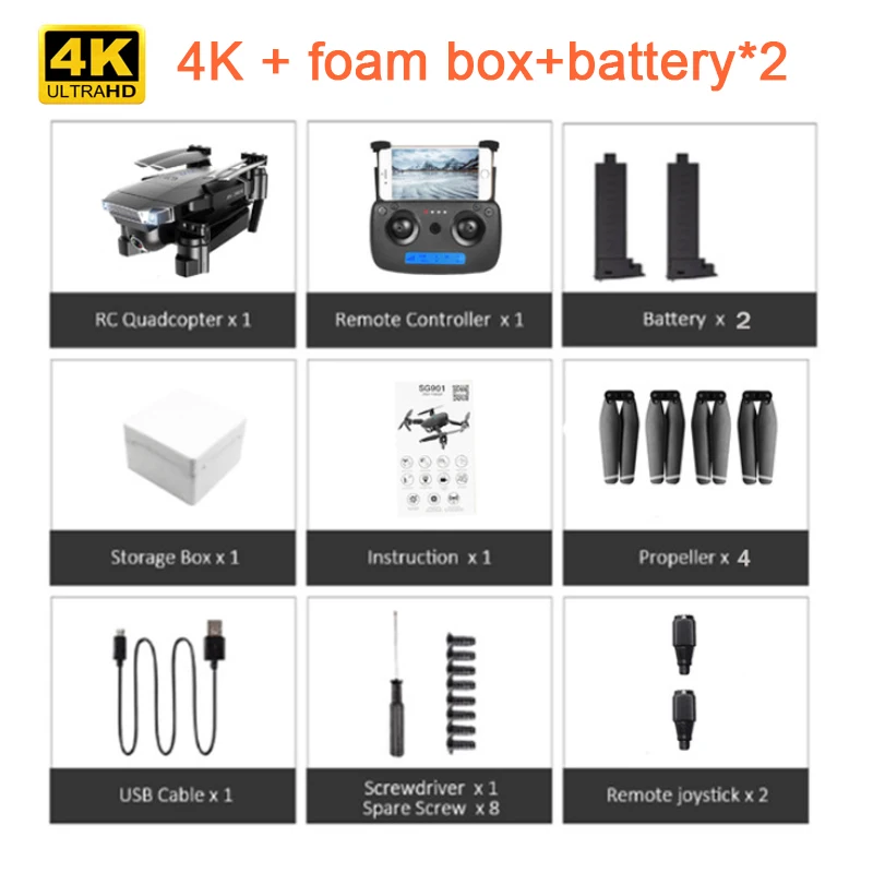 Дрон SG901 4K Дрон HD Двойная камера WiFi передача fpv оптический поток стабильная высота Квадрокоптер Rc вертолет Дрон VS E520S - Цвет: 4K with battery 2