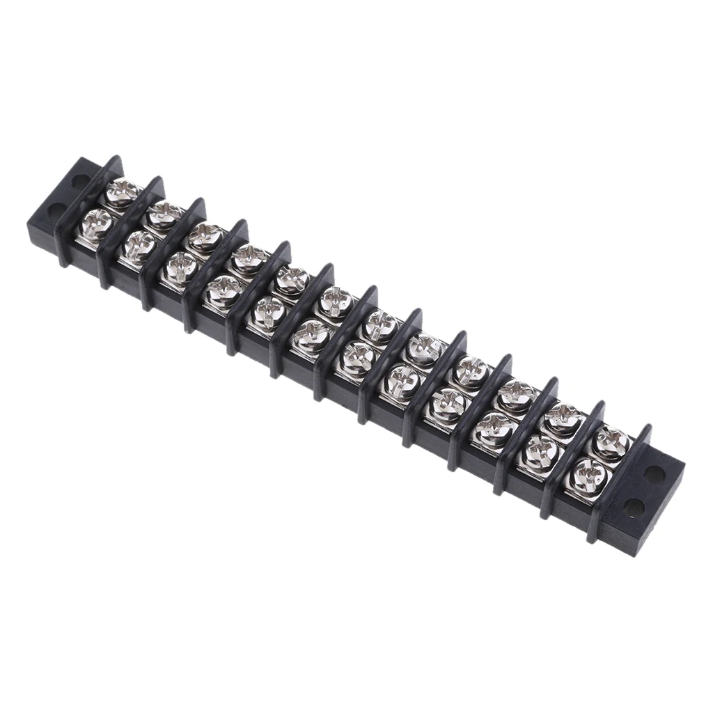 12 Positions Dual Row 12V 30A Screw Terminal Strip Blocks for Auto Car Marine Boat RV