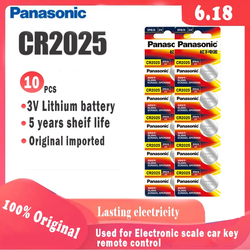 10 шт. Оригинальные аккумуляторы для цифровых камер PANASONIC cr2025, калькулятор веса, 3 в, литиевая батарея| |   | АлиЭкспресс