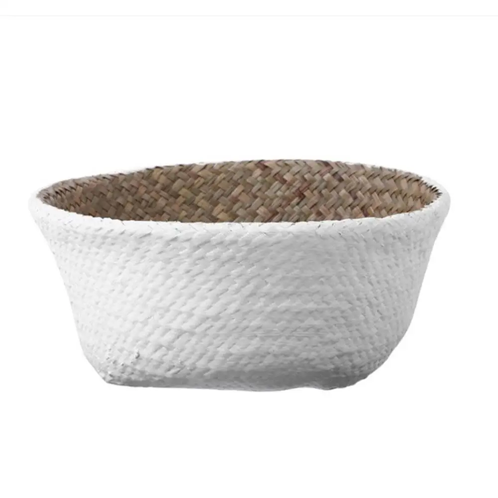 TPFOCUS Storage Basket Hand-Woven Basket Foldable Storage Basket with Handle Organizer for Dirty Clothes Fruit Flowers Seagrass